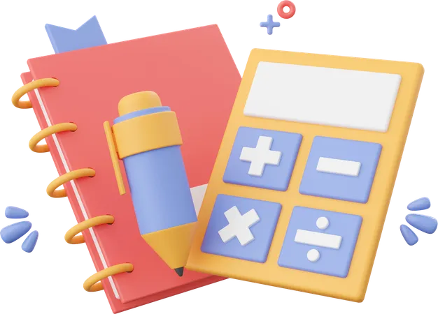 Notebook Pen And Calculator 3 D Illustration Elements Of School Supplies 3D Icon