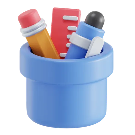 Stationery With Pencil And Pen 3D Icon