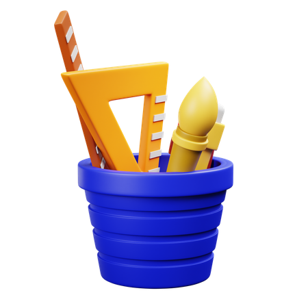 Stationery Cup with Supplies  3D Icon