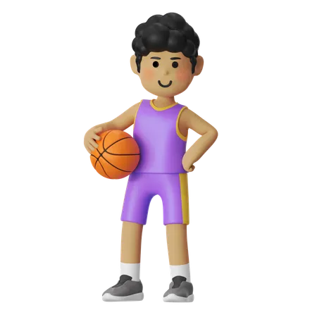 Steady Basketball Player Boy  3D Illustration