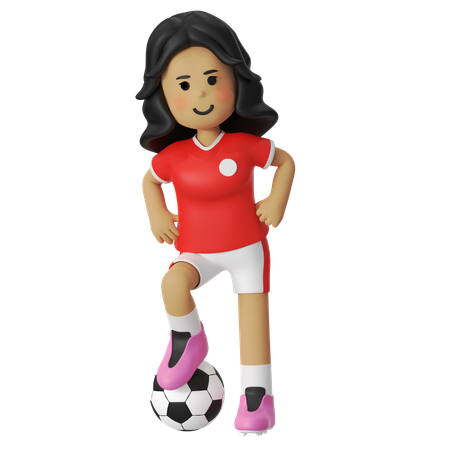 Steady Football Player Girl  3D Icon