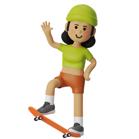 Steady Skateboard Girl  3D Icon