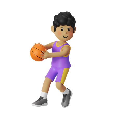 Steal Basketball Player Boy  3D Illustration