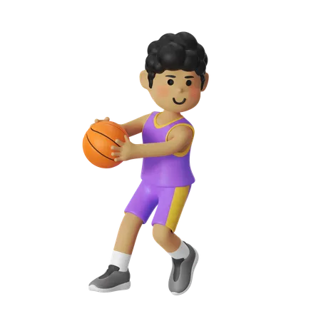 Steal Basketball Player Boy  3D Illustration