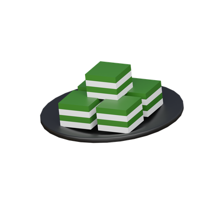 Steamed Pandan Layer Cake  3D Icon
