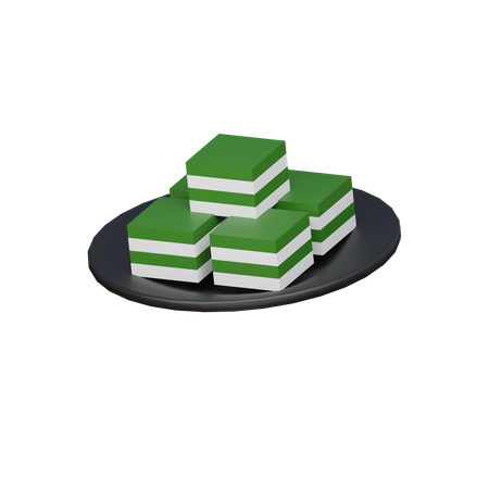 Steamed Pandan Layer Cake  3D Icon