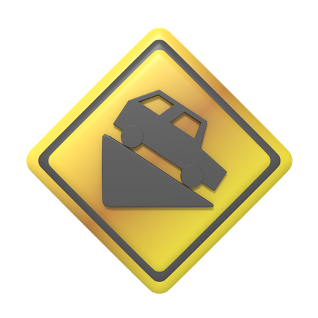Steep Slope Sign  3D Icon