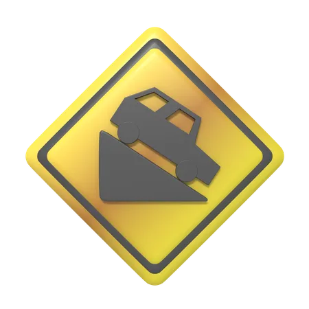 Steep Slope Sign 3D Icon