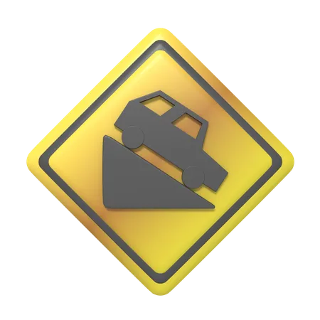 Steep Slope Sign  3D Icon