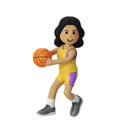 Stehlen basketball spieler mädchen  3D Illustration