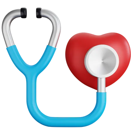 3 D Icon Illustration Examination Of The Heart With A Stethoscope 3D Icon