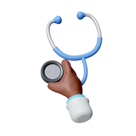 3 D Medical Icon Doctor Or Pharmacist Cartoon Hand With Holds Stethoscope Icon Isolated On White Background 3 D Rendering Illustration Clipping Path 3D Icon