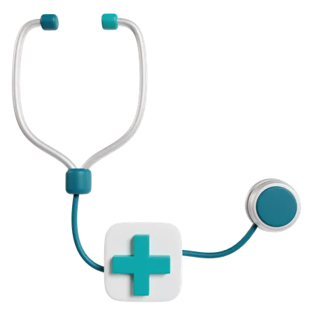 Stethoscope And Medical Cross  3D Icon