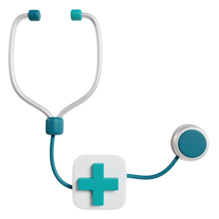 Stethoscope And Medical Cross  3D Icon