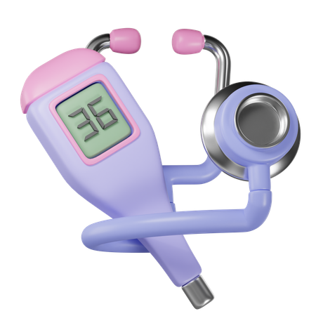 Stethoscope And Thermometer  3D Icon