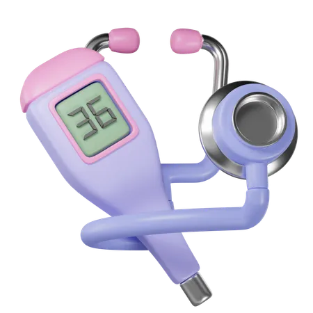 Stethoscope And Thermometer  3D Icon