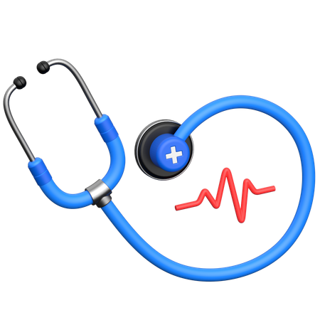 Stethoscope with ECG Wave  3D Icon