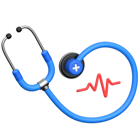 Stethoscope with ECG Wave  3D Icon