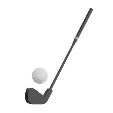3 D Render Stick And Golf Ball Icon Illustration Isolated On Transparent Background 3D Icon