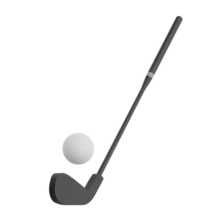 Stick And Golf Ball  3D Icon