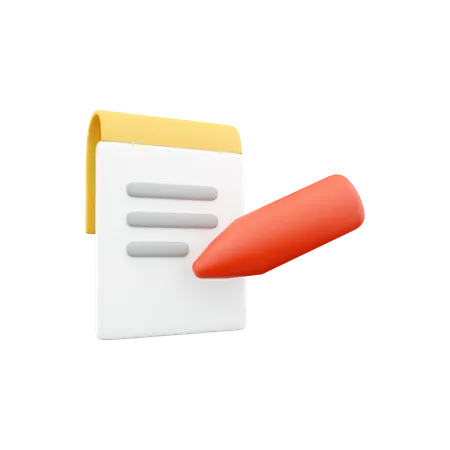 Stick Note With Pen  3D Icon