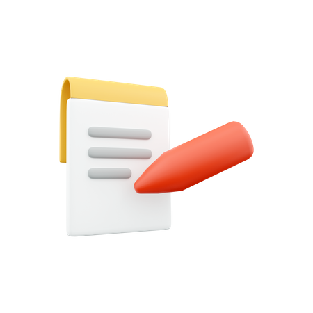 Stick Note With Pen  3D Icon