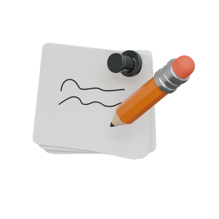 Sticky Note With Pencil  3D Icon