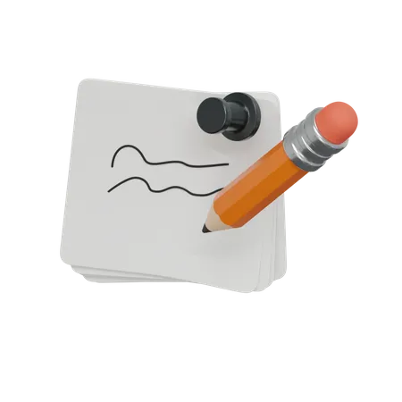 Sticky Note With Pencil  3D Icon