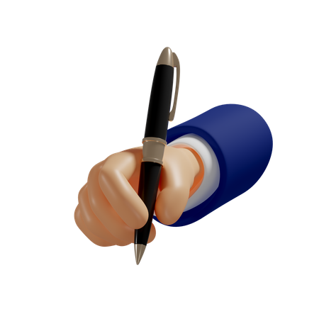 Stift in der Hand  3D Illustration