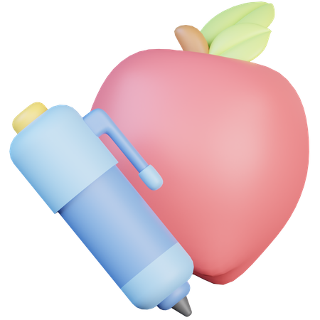 Stift und Apfel  3D Icon