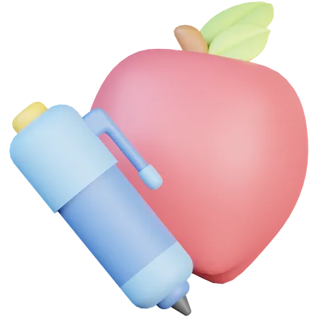 Stift und Apfel  3D Icon