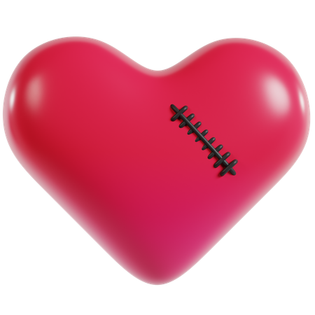 Stitched Valentine Heart  3D Icon