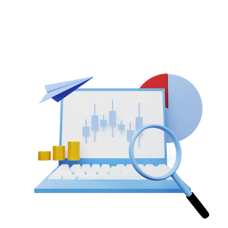 Stock candlestick chart analysis  3D Illustration