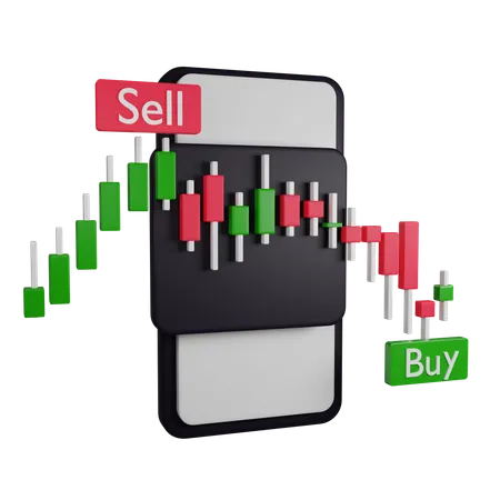 Stock Exchange Buy And Sell 3 D Icon Contains PNG BLEND GLTF And OBJ Files 3D Illustration