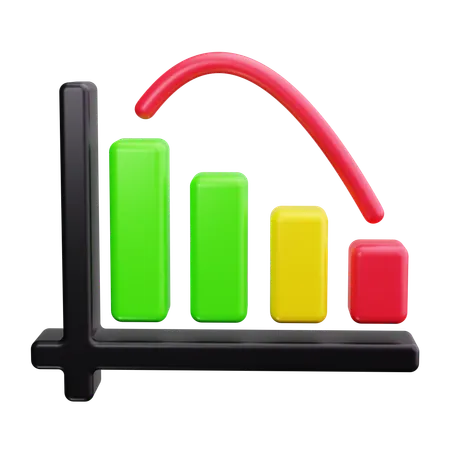 Stock Graph Downward  3D Icon