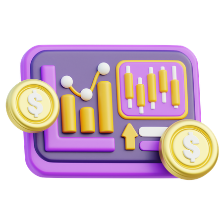 Stock Market Analysis And Investment Concept  3D Icon