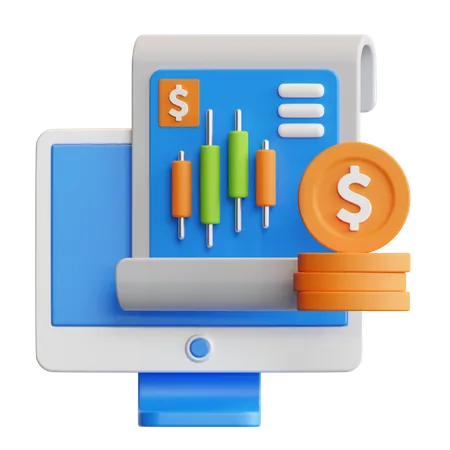 Stock Market Analysis Report  3D Icon