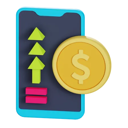 Stock Market App  3D Illustration