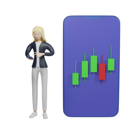 Stock Market App  3D Illustration