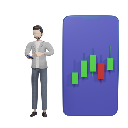 Premium Stock Market App 3D Illustration download in PNG, OBJ or Blend  format
