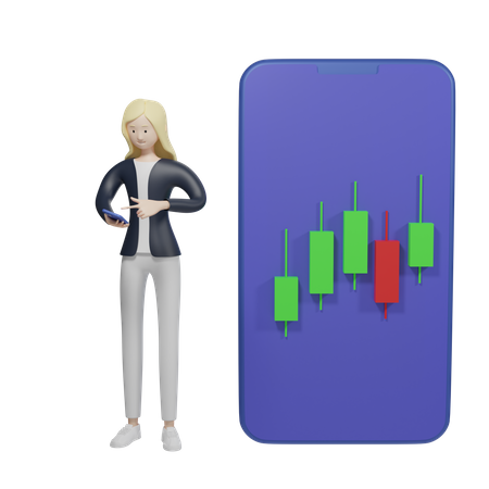 Stock Market App 3D Illustration
