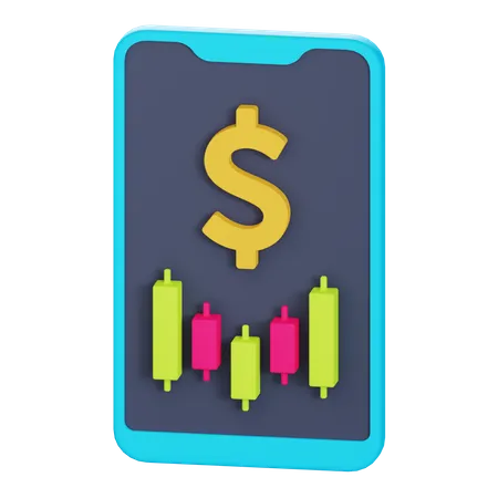 Stock Market App  3D Illustration