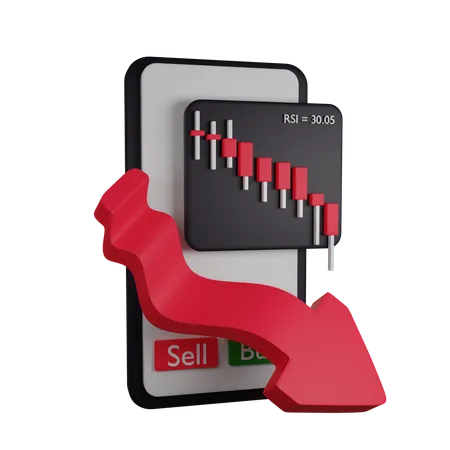 Market Downtrend 3 D Icon Contains PNG BLEND GLTF And OBJ Files 3D Illustration