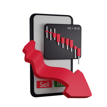 Stock market Downtrend  3D Icon