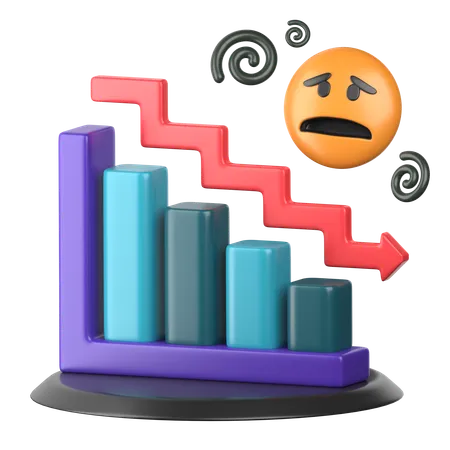 Stock Market Fall 3 D Economic Crisis Icon 3D Icon