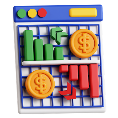 Stock Market Fluctuation  3D Icon