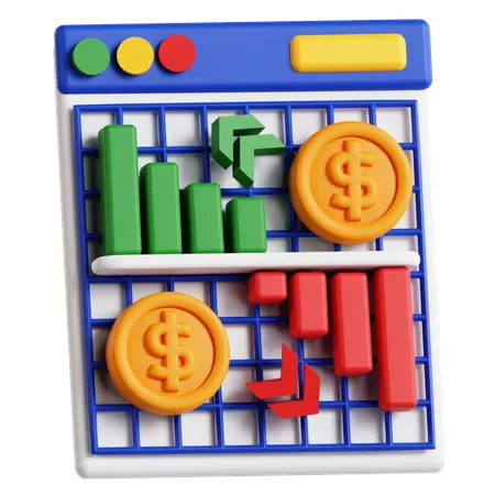 Stock Market Fluctuation  3D Icon