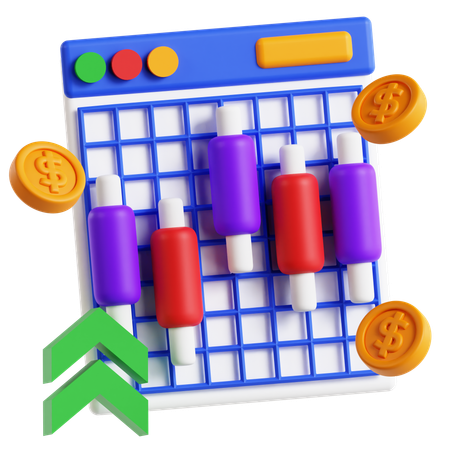 Stock Market Graph  3D Icon