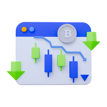 Stock Market Graph Down  3D Icon