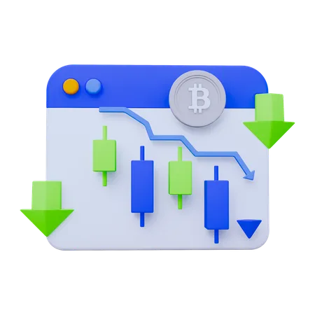 Stock Market Graph Down  3D Icon